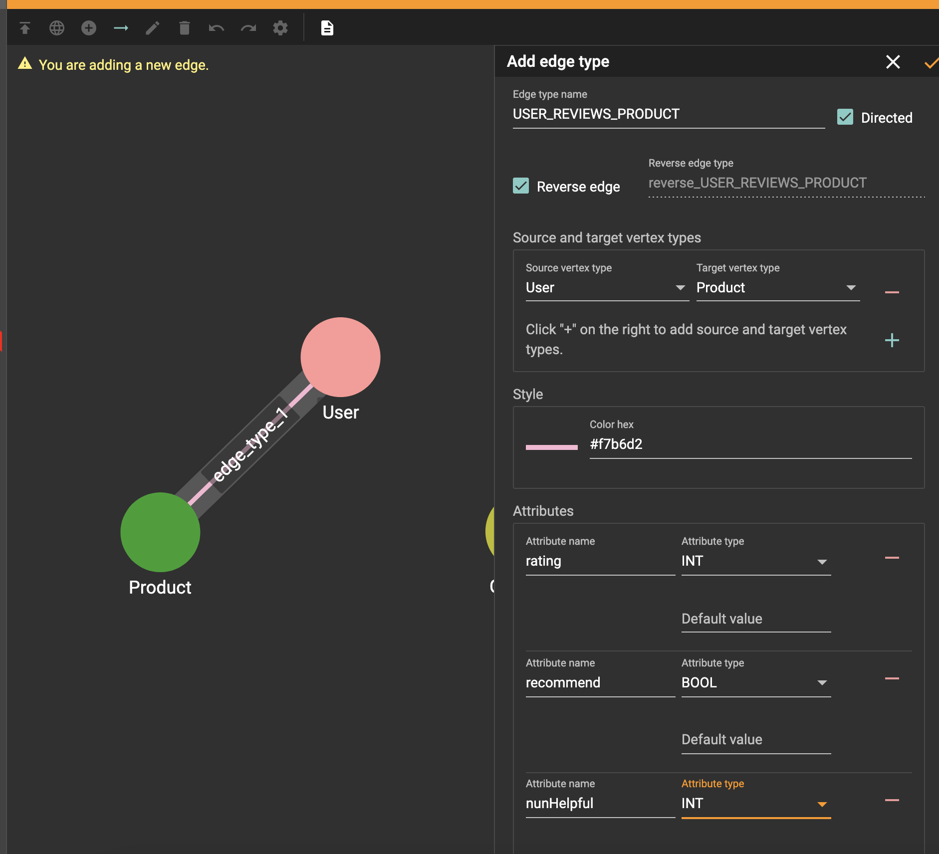 vertex edge creation